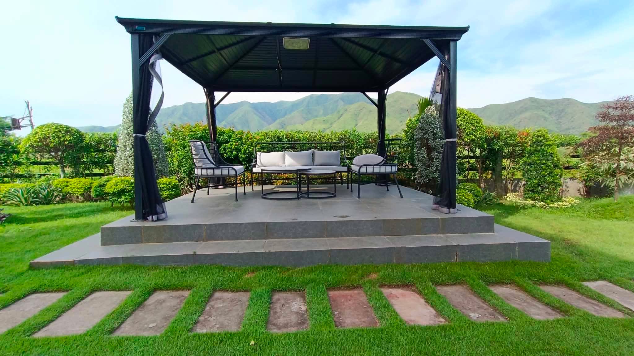 Garden gazebo with a panoramic mountain view